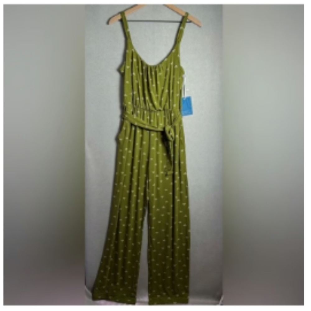 Market & Spruce Olive Green Polka Dot Jumpsuit